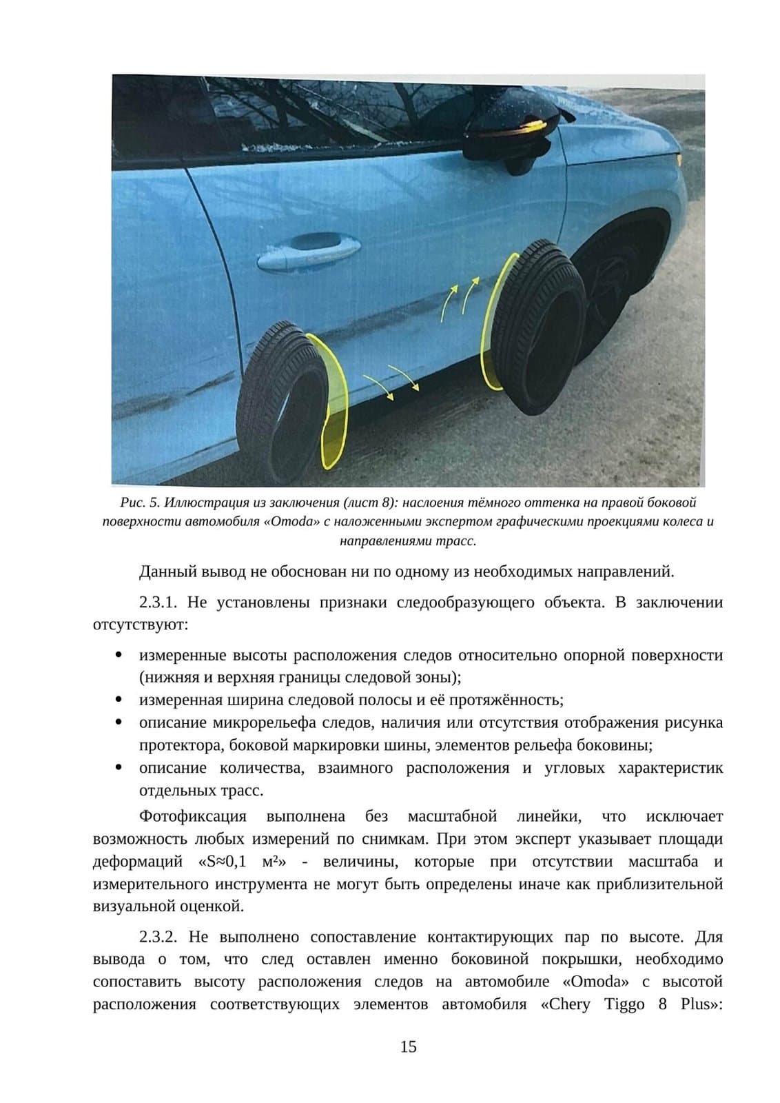 Следы на боковине Omoda C5 с графическими проекциями колеса — иллюстрация рецензии НЭА